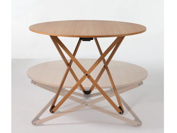 SUBEYBAJA - Height-adjustable round oak coffee table by Santa & Cole - view 3